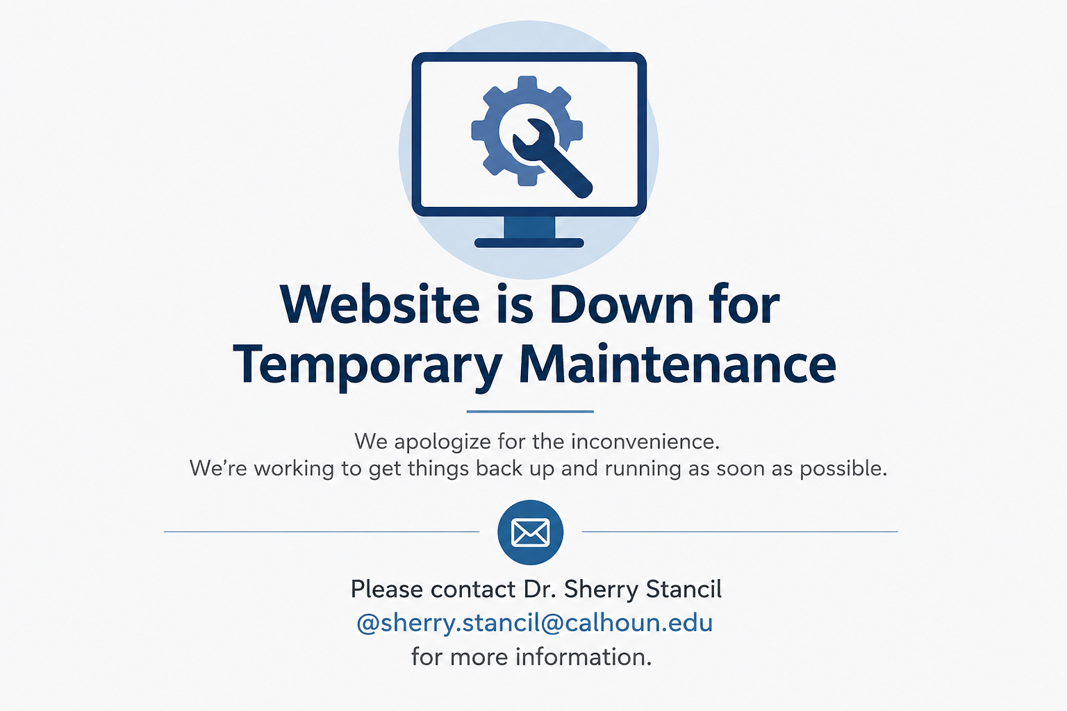 Website is down for temporary maintenance. Please contact Dr. Sherry Stancil at sherry.stancil@calhoun.edu for more information.